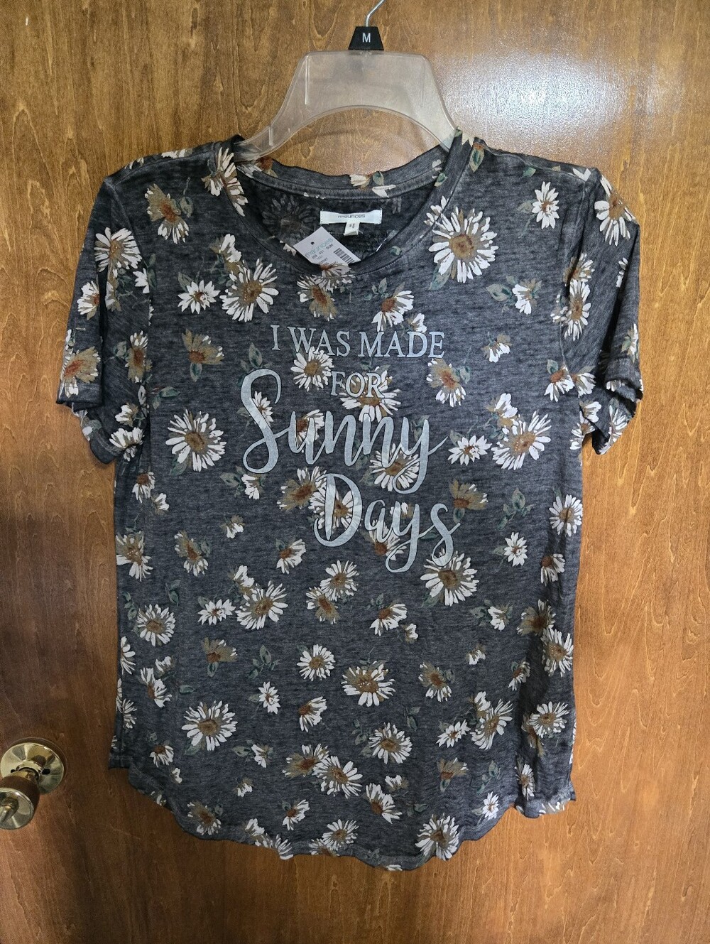 Maurices Charcoal Floral Graphic Tee